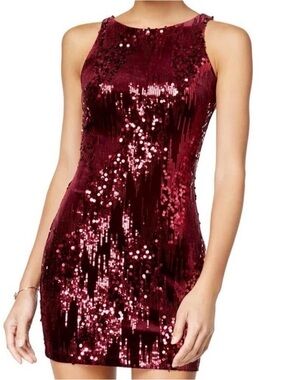 Emerald Sundae Burgundy Sequin Mini Dress